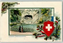6000 Luzern Lucerne 1901 Künstlerkarte Löwendenkmal Wappen sign H. F.