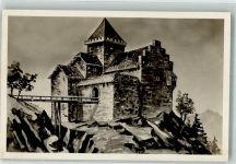 6403 Küssnacht am Rigi Gebrauchsspuren Gesslerburg sign. Fassbind Künstlerkarte