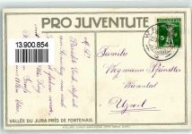 Vallee du Jura pres de Fontenais sign E. Schlatter Pro Juventute Schweiz 1917 Künstlerkarte