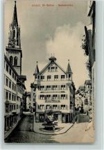 9000 St. Gallen S. Gallo - Speiserplatz, Brunnen, Papierhandlung Rittelt, sehr gute Erhaltung AK