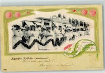 9000 St. Gallen S. Gallo 1902 Prägedruck Jugendfest Mädchengruppe Passepartout Jugendstilrahmen
