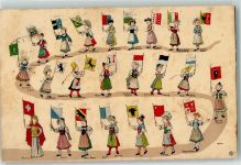 Flaggen Trachten Tracht Schweiz 1912