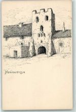 2520 La Neuveville Künstlerkarte Stadttor sign. Meltzer