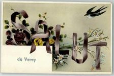 1800 Vevey 1910 - Schwalbe Grusskarte