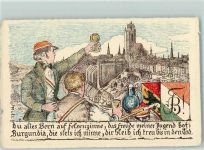 3000 Bern Berne Künstlerkarte AKV Burgundia Stadtaufnahme