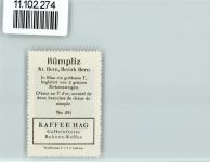 3000 Bümpliz Bern - Vignette Wappen Kaffee Hag ca 1920-1940
