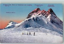 3801 Jungfraujoch - Blick auf Rottalhorn und Jungfrau Wengen Jungfrau Punkt Siegfriedkarte Bergsteiger Morgenrot