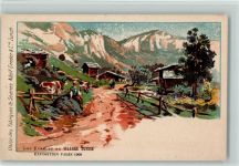 Lithographie Les Etables au Village Suisse, Exposition Paris 1900 AK