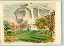 4143 Dornach Künstlerkarte Goetheanum sign. H Kasp Schwarz