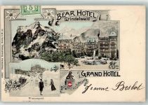 3818 Grindelwald 1906 Lithographie / Künstlerkarte sign Muhl K. Bear Hotel Grand Hotel Pferdeschlitten Winter