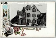 Säntis Lithographie Hotel Säntis Wasserfall Edelweiss Gämse