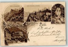 6441 Rütli 1897 Lithographie Uri Rothstock Hotel Sonnenberg Seelisberg Rütlistein Carl Künzli Zürich Dep. Nr. 254