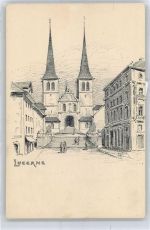 6000 Luzern Lucerne - Künstlerkarte, Hofkirche