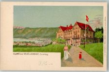 Zürichberg 1902 Lithographie Gasthaus Alkoholfreies Volk- und Kurhaus Zürichberg