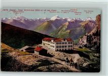 Gemmipass Wallis - Hotel Wildstrubel mit den Alpen Pferde Reiter Mischabelhörner Weisshorn Zinal-Rothorn Gabelhorn Matterhorn Dent Blanche