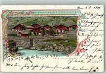 3864 Guttannen 1899 Lithographie / Künstlerkarte Oberland Bernois