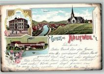 8134 Adliswil 1900 BOAKC Fabrik Meck Kirche Lithographie