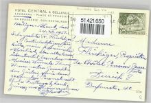 1000 Lausanne Losanna 1951 - Hotel Central Bellevue
