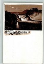 8200 Schaffhausen Sciaffusa Lithographie / Mondschein Rheinfall Vorläufer Druck um 1880 - 1889