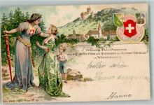 8570 Weinfelden 1898 Lithographie Helvetai Wappen 100 Jahrfeier Kanton Thurgau