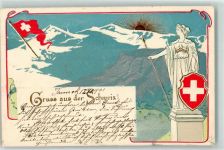 1901 Prägedruck Helvetia Wappen Flagge Patriotik Schweiz