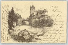 5200 Brugg AG Königsfelden - Künstlerkarte, Schwarzer Turm, Aarebrücke, Fluss