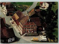 8233 Bargen SH 1973 - Gasthaus zum Löwen Flugaufnahme Oldtimer Frisco Werbung