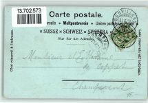 1427 Bonvillars 1903 BOAKC Lithographie/Mondschein Kirche Eglise Tilleul La Cour de Bonvillars sejour de Charles-Le-Temeraire Gebrauchsspuren, bitte Scan genau beachten!