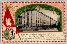 9000 St. Gallen S. Gallo Prägedruck Vadianstrasse Neuburger & C o. Wappen Lithographie