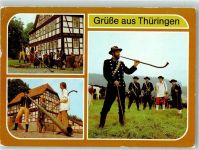 O6060 Zella-Mehlis Trachten Thüringen Kühe Alphorn Foto AK