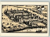 3280 Murten Morat Gebrauchsspuren Stich auf AK Merian 1476