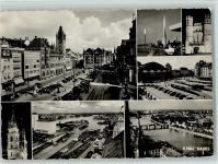 4000 Basel Bâle - Rheinhafen mit Schuten Binnenschiffe, versch. Abbildungen von der Stadt ca 1960 AK