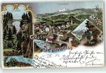 Albula 1901 Lithographie Solisbrücke Tiefenkasten Albulastraße Schynpass