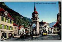 6460 Altdorf UR - Telldenkmal Dorfplatz Tram
