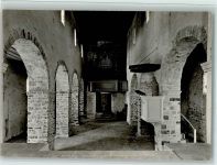 3700 Spiez - Frühromanische Kirche Innenansicht vom Hochchor gegen Westen empire Orgel von 1831