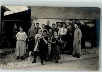 8638 Goldingen Foto AK Ort handschriftlich Akkordion Wanderstock Gruppenfoto