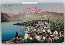 6353 Weggis - Kirche, Ortsansicht, Vierwaldstättersee, gegen den Pilatus