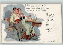 9050 Appenzell 1900 Künstlerkarte Mann und Frau sitzen auf einer Bank sign. V.T. Tobler