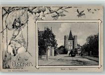 4000 Basel Bâle - 1907 Spalentor Tram Ostergrüße Baumblüte