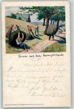 9050 Appenzell 1902 Gebrauchsspuren Bauern bei der Heuet