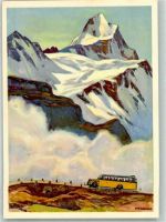 sign. H.B. Wieland 1937 Alpenpost Postkutsche Schweiz Künstlerkarte