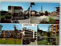 8580 Amriswil 1994 Foto AK Gemeindehaus Dorfplatz Krankenhaus Hotel Garni