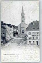 2416 Les Brenets - Blick zur Kirche, Café, Restaurant P. Cartier