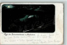 6410 Rigi Kulm 1909 Lithographie / Mondschein Gruss aus - Schnurtobelbrücke mit Mondschein, Verlag Gebr. Metz 6213 AK