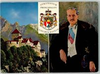 9490 Vaduz Foto AK Wappen Schloss Portrait S.D.Fürst Franz Joseph II.
