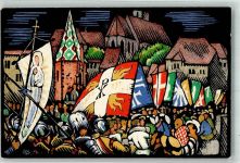 4000 Basel Bâle Künstlersteindruck VI. Schweiz. Katholikentag 9.-12. August 1924