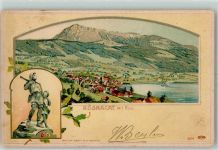 8700 Küsnacht ZH 1904 Prägedruck Tell-Denkmal Passepartout Lithographie