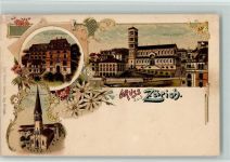 8000 Zürich Lithographie Kath. Gesellenhuas Liebfrauenkirche St. Peter und Pauls-Kirche