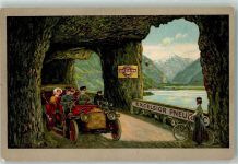 6452 Sisikon 1916 Künstlerkarte Axenstraße Oldtimer Fahrrad Emailleschild Excelsior