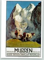 3825 Mürren - Ernst Hodel Plakat auf Ansichtskarte für Bergbahn Museum für Gestaltung Zürich
